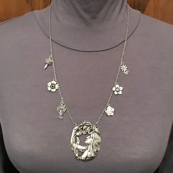 Ophelia's Flowers Handmade Silver Charm Necklace, Hamlet by William Shakespeare - Picture 10 of 16